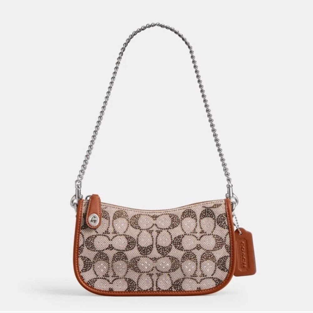 Coach Signature Canvas Mini Shoulder Bag in Brown/Tan